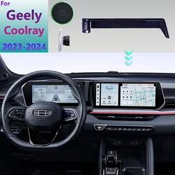 For Geely Coolray 2023 2024 Car Phone Holder GPS Screen Fixed Base Magnetic Car Mobile Phone Wireless Charging Stand MagSafe