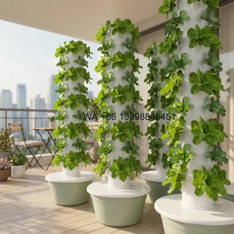 Wmwmnu Vertical Farming Hydroponic Tower System Space Saving Multilayer Growing Tower for Greenhouse Vegetable