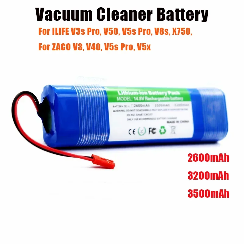 

100% New Original 14.4V 2600mAh Rechargeable Battery for ILIFE V3s Pro, V50, V5s Pro, V8s, X750, For ZACO V3, V40, V5s Pro, V5x