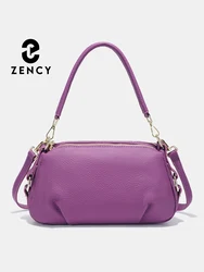 Zency Women's Genuine Leather Bag Simple High Quality Small Simple Pillow Handbag Female Shoulder Crossbody Ladies Leather Bag