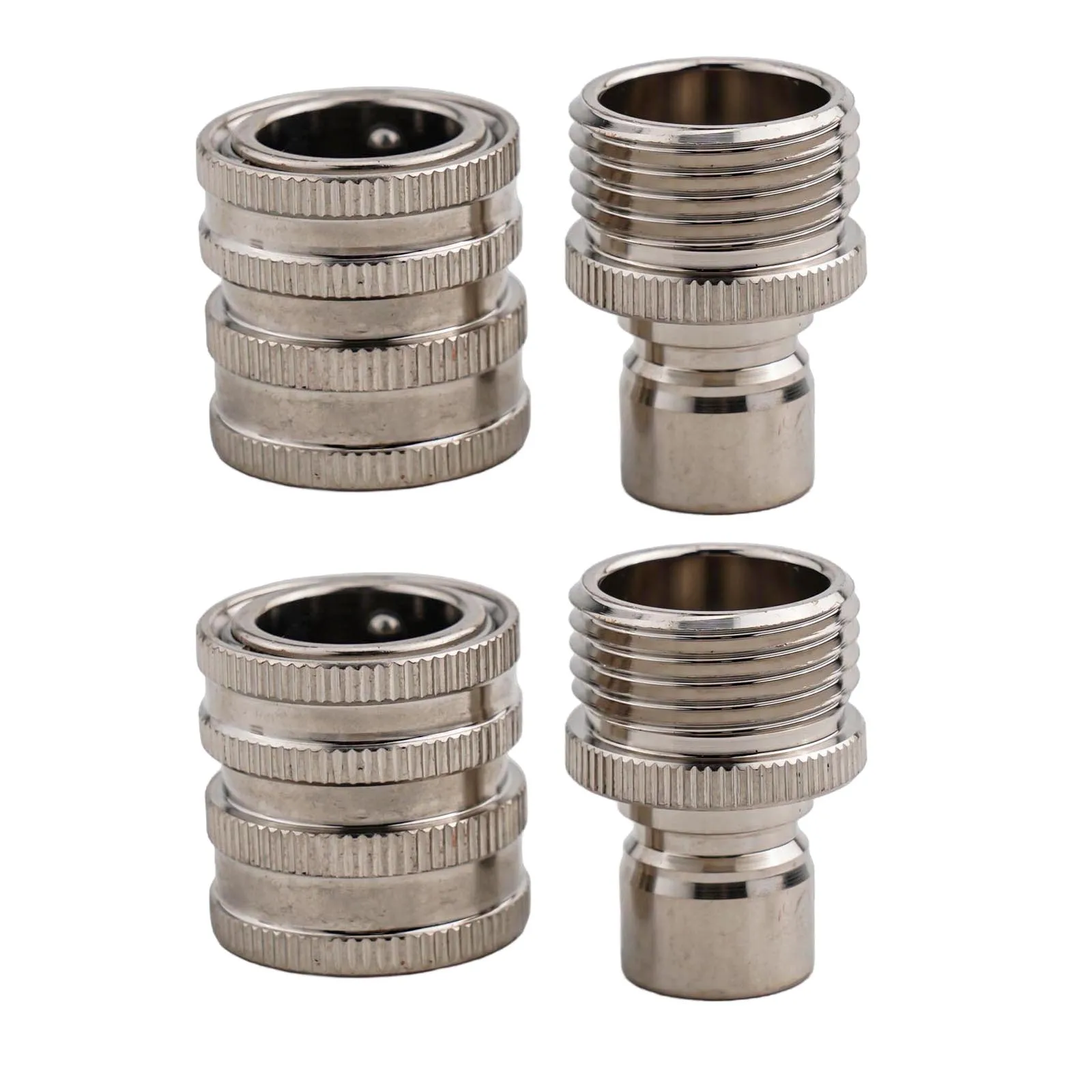 Garden Hose Quick Connectors Set 4pcs 3/4 Stainless Steel Male and Female Adapters for Easy Water Hose Connection