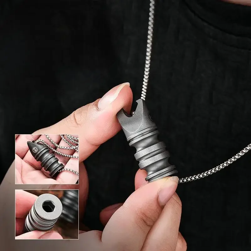 FEGVE EDC Titanium Multi Tool Bottle Opener Paracord Pendant Knife Bead Wrench Outdoor view 5