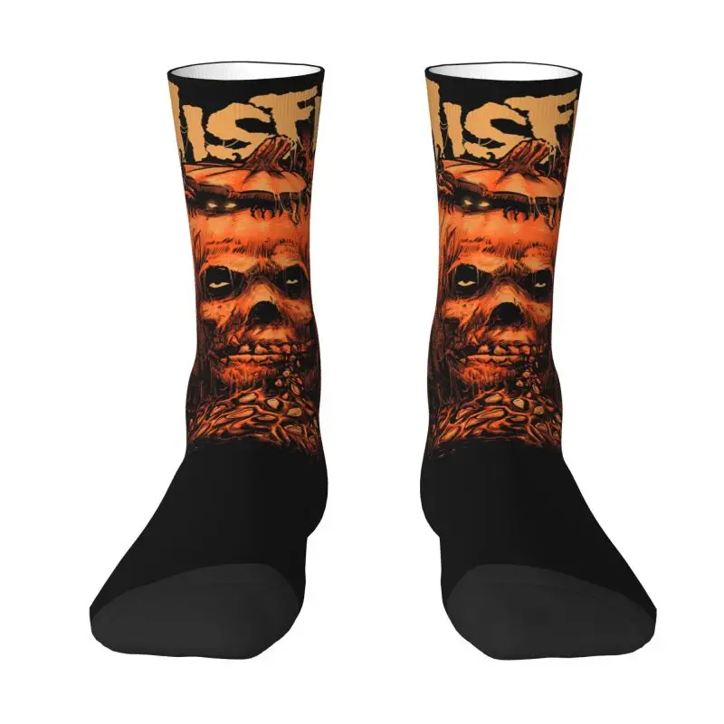 Custom Rock Punk Band Misfits Skull Face Men's Crew Socks Unisex Fashion Heavy Metal Spring Summer Autumn Winter Dress Socks