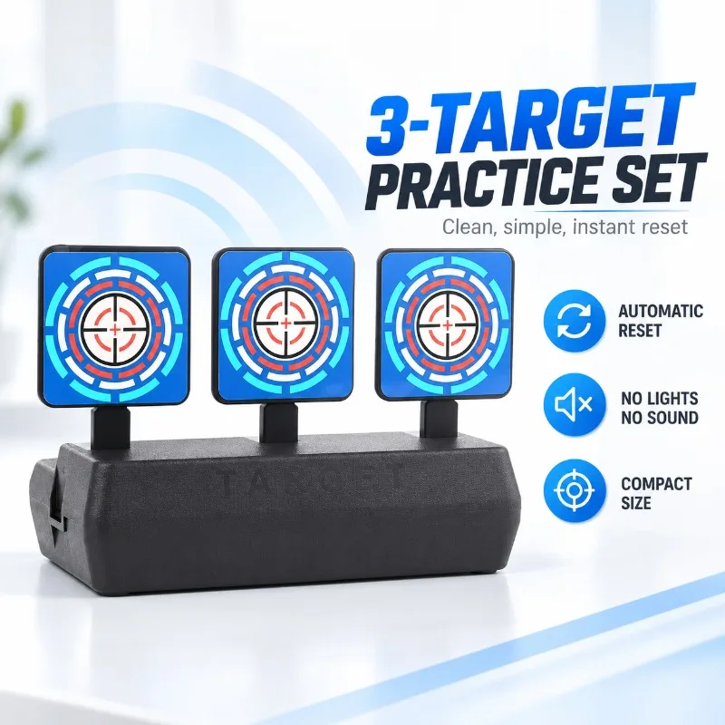 Table‑Top Friendly Hobby Game Target, 3‑Plates Auto‑Return Plastic Practice Accessory for Backyard Pastime Play