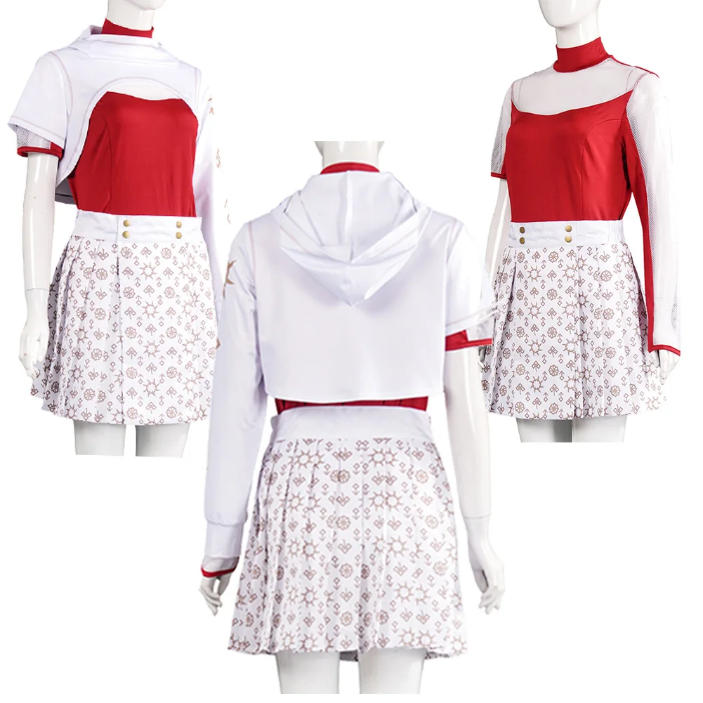 Addison Cosplay Red Costume 2025 TV Zombies Roleplay Fantasia Women Clothing Red White Top Skirt Hoodies Full Set Halloween Suit - Image 2