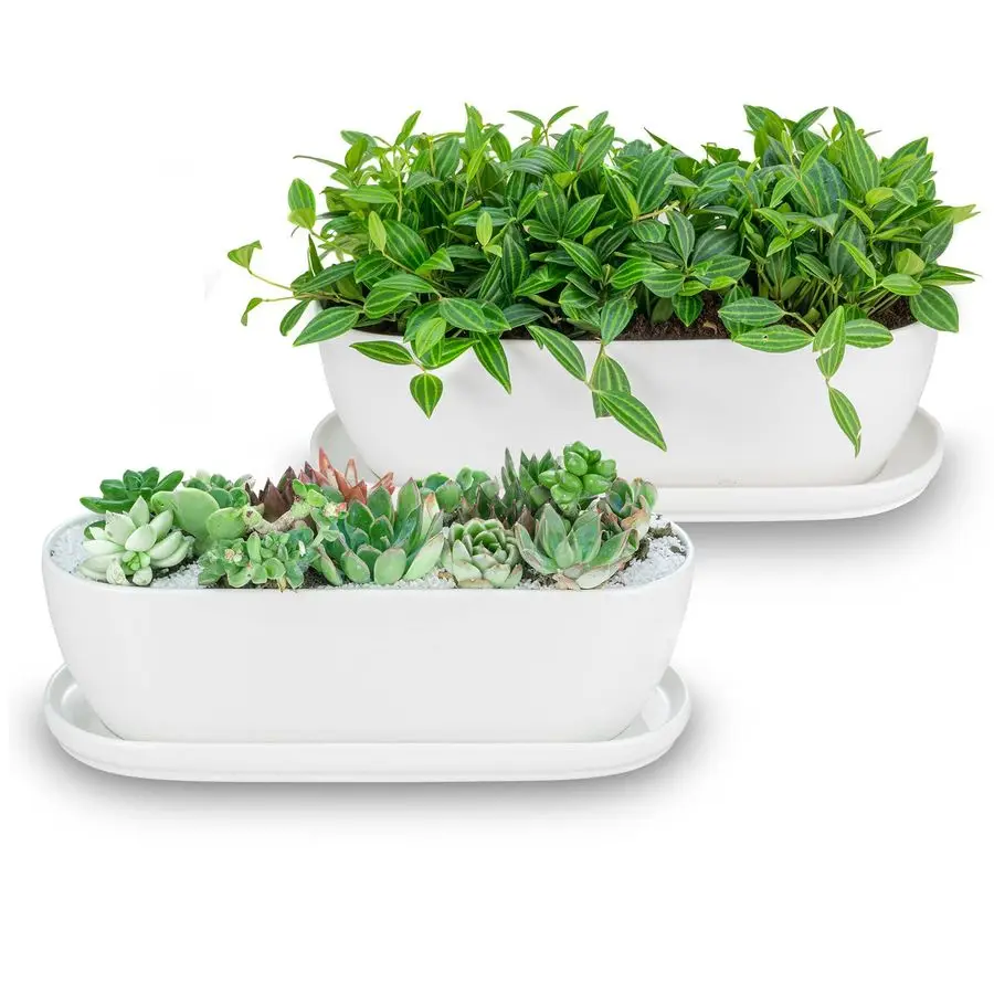 

Керамические горшки для растений, 1114 дюймов, набор из 2 штук, кашпо с дренажными отверстиями, подставками и сетчатыми вкладышами, горшки для цветов и суккулентов для дома с крышкой.