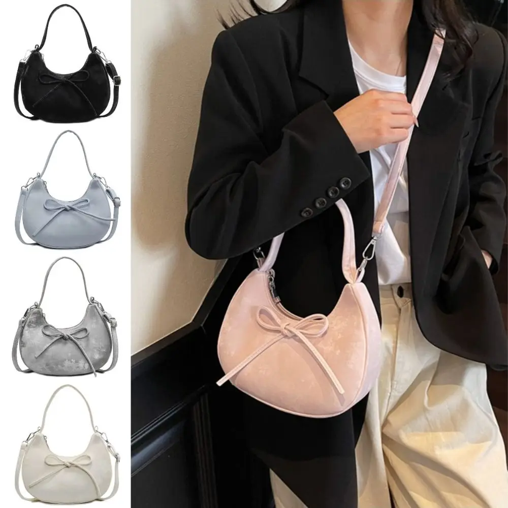 

Fashion PU Leather Bowknot Handbag Sweet Casual Underarm Shoulder Bag Leisure Korean Style Women Clutch Purse Daily