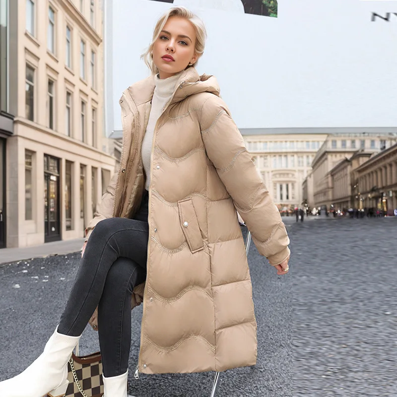 Women Long Down Coats Women's Winter Down Jacket for Women Down Coats with Hat Korean Feather Coats Puffer Jacket Plus Size Coat