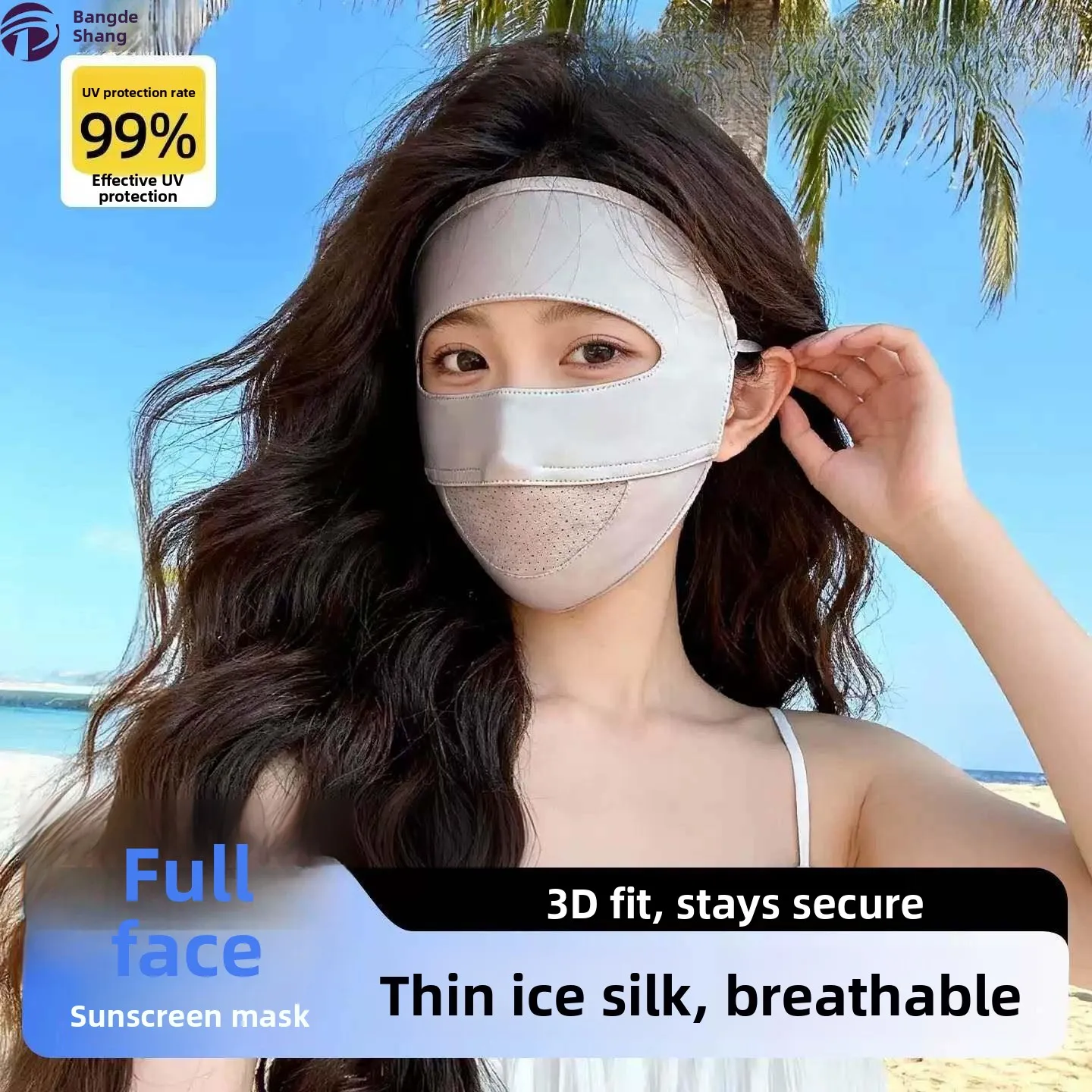 

Women's Full-Face Sunscreen Mask Breathable Ice Silk Cycling Summer Protection Face Cover UPF50 Outdoor Environment Adult