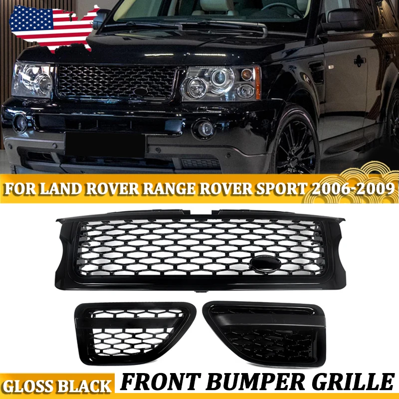 

Передний бампер, верхняя сотовая решетка для 2010 2011 2012 2013, Range Rover Sport L320, центральная решетка, боковые вентиляционные отверстия, вид с автобиографией