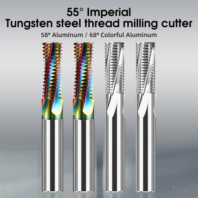 RL British Thread Milling Cutter Machining Center Tungsten Steel Alloy Internal Thread G1/4 PF Aluminum with High Light