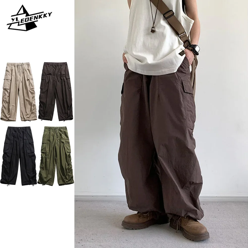 Oversize Cargo Pants Men Women Hip-hop Multi-pocket Wide-leg Trousers Vintage Loose Casual Pantaloons Spring Couple Unisex Pants