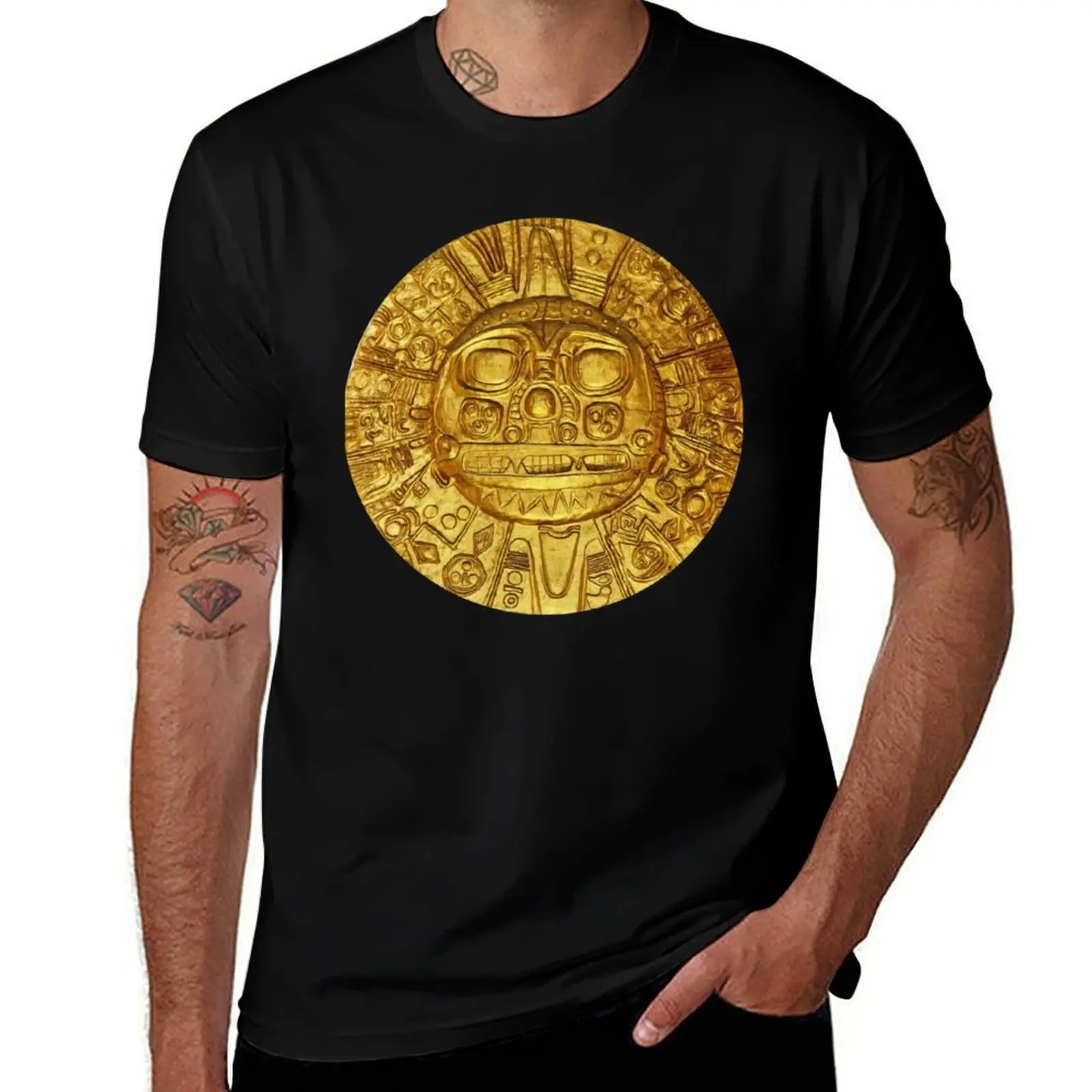 

t design man shirts Sun t T-Shirt man luxury for God Original Disc Ancient shirt graphic tees Authentic Gold Inca