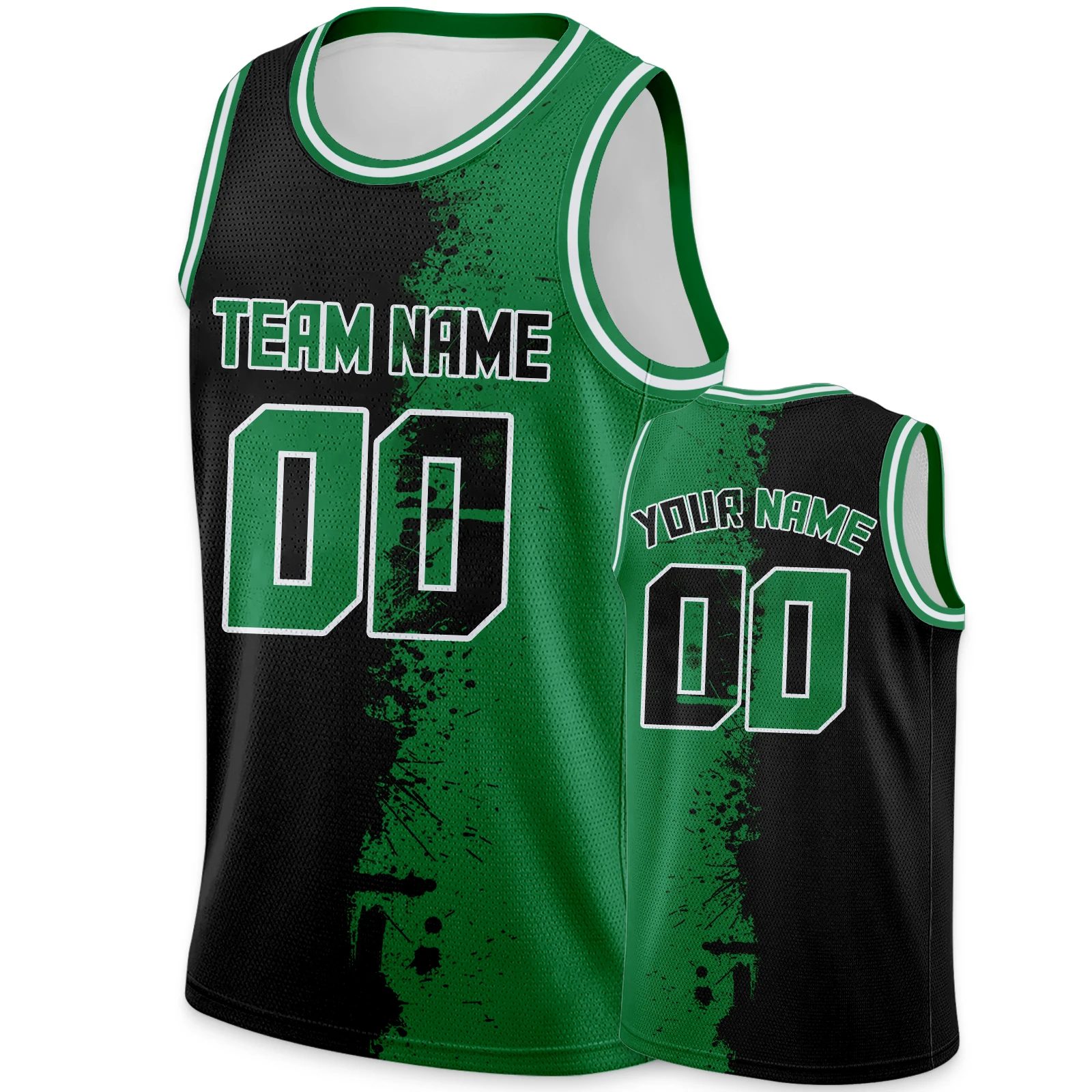 Custom Basketball Jersey Black Green Personalized Printed Team Name Number Hip Hop Sports Uniform for Men Women Youth Kids