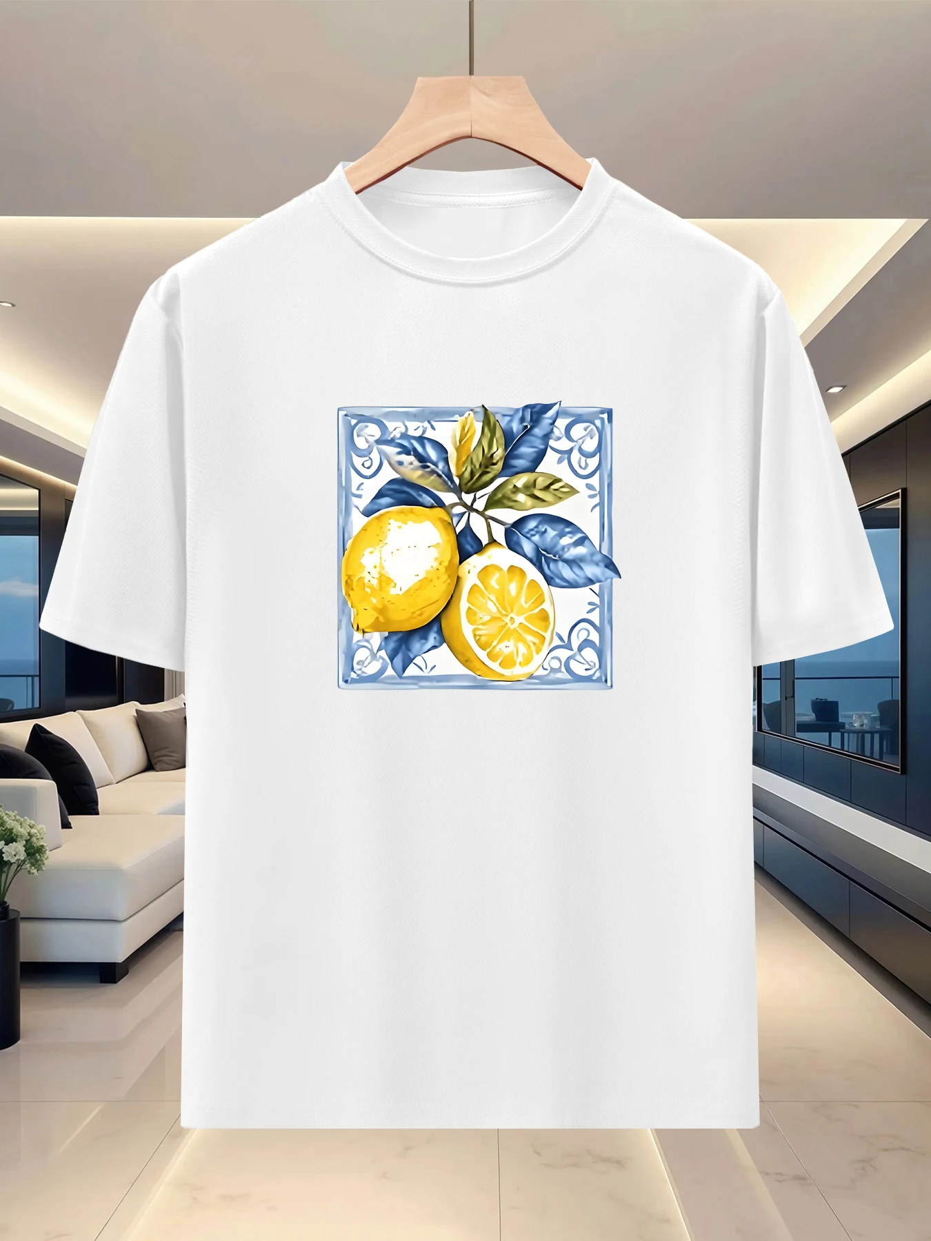 Artistic Relaxation Men's Round Neck Short Sleeve Base Spring/Summer Travel Trend Creative Pattern Silhouette Half Sleeve