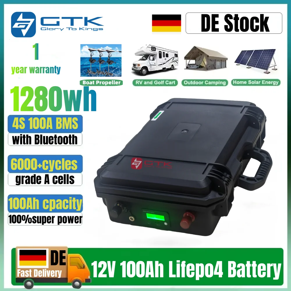 GTK 12V 100Ah LiFePO4リチウム電池 100A Bluetooth