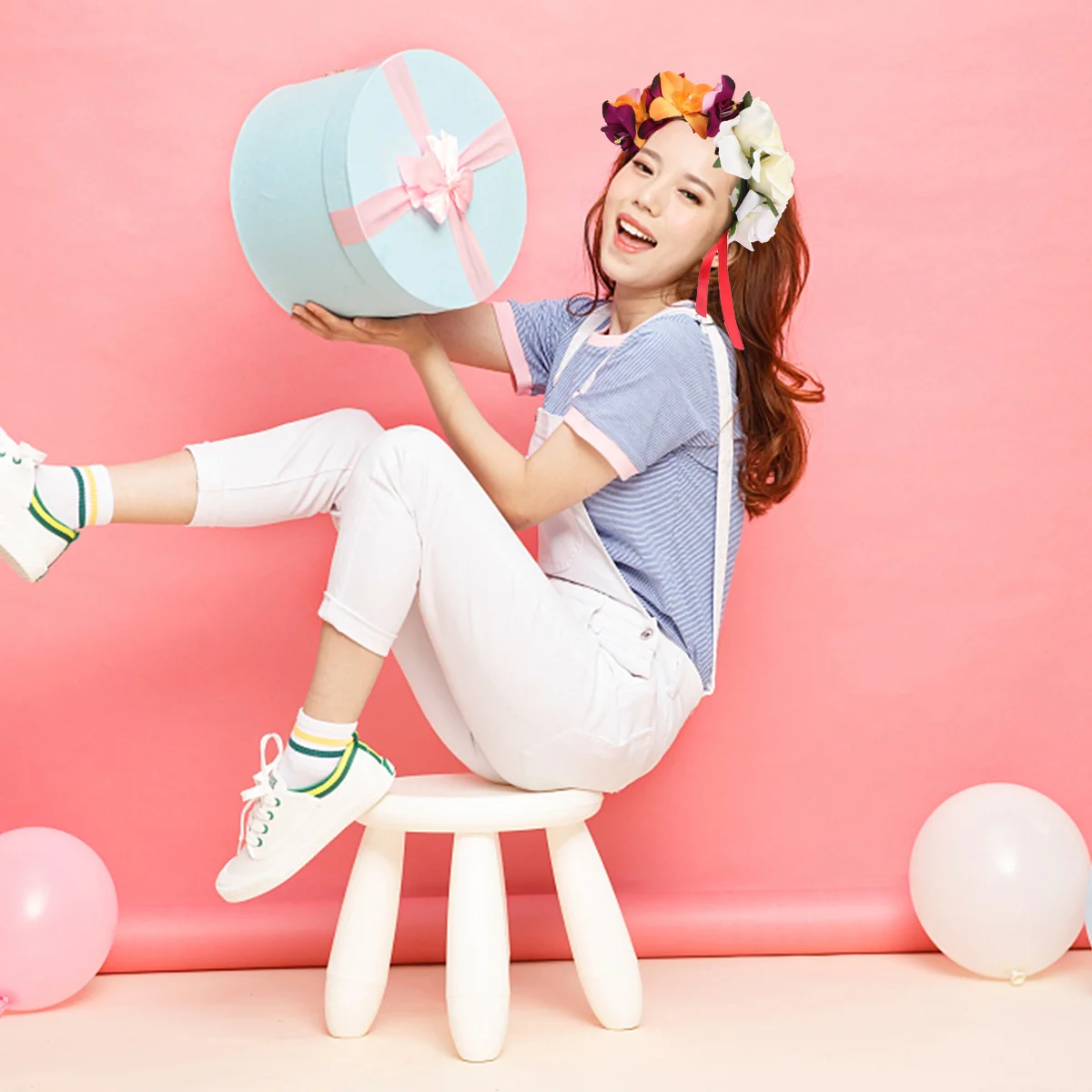 

Orchid Headband Floral Crown Festival Hair Accessory Halloween Garland Wreath Flower Band Size Hair Styling