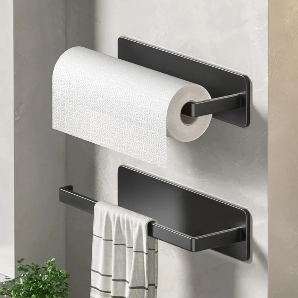 

Kitchen Paper Towel Holder Wall Mount Nail-Free Kitchen Bathroom Toilet Lengthen Storage Rack Towel rack Self-Adhesive Roll Rack