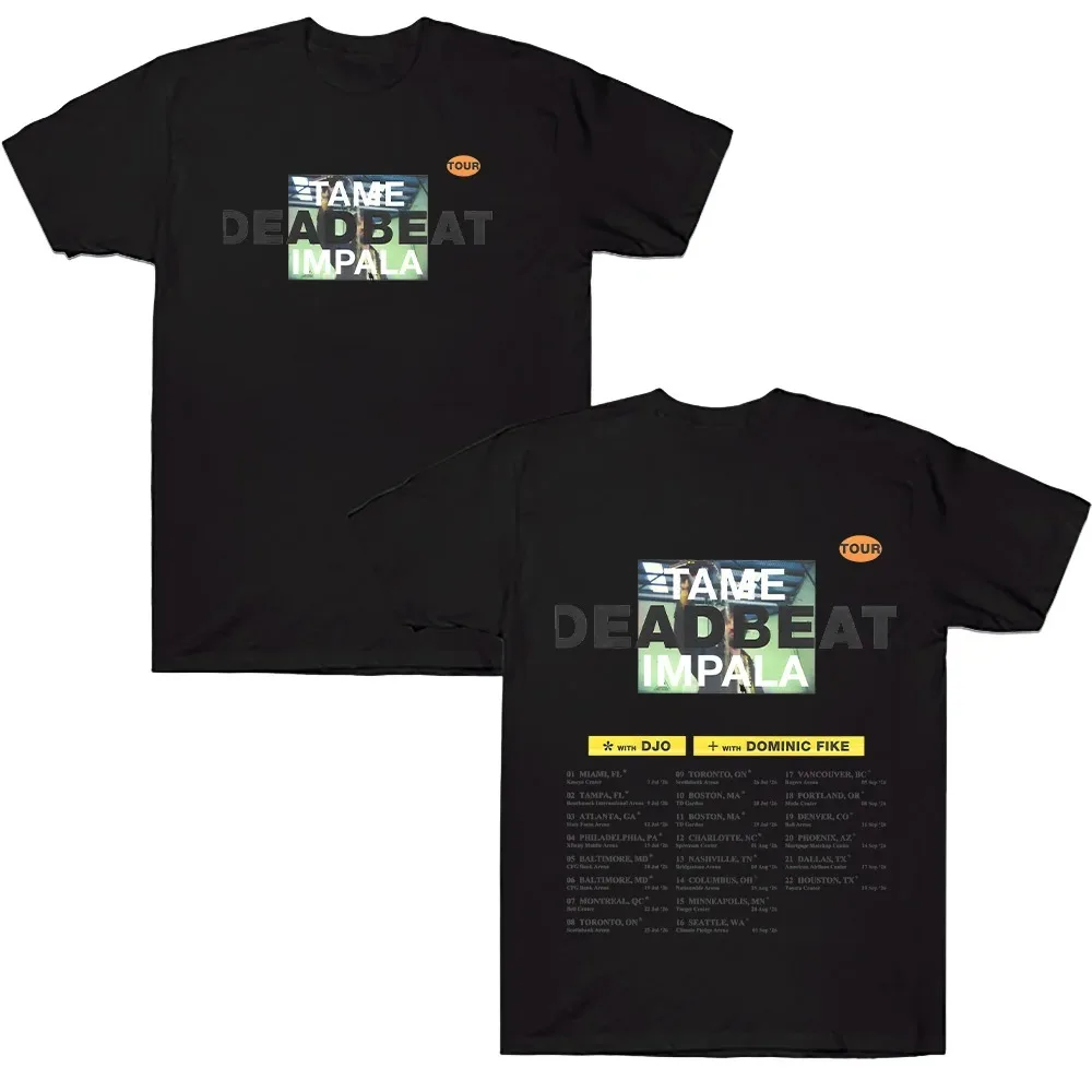 Graphic Print T Shirts Tame Impala DEADBEAT Tour 2026 T-shirs Men Women Casual Cotton Oversized Short Sleeve T-shirt Y2K Clothes