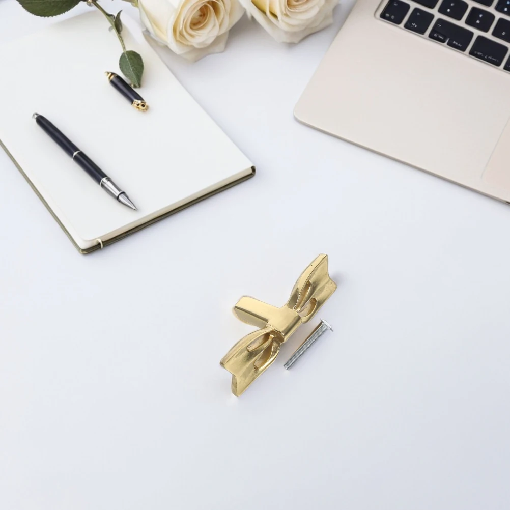 

2Pcs Bow Cabinet Handles Brass Decorative Drawer Pulls Knobs Bow Shaped Wardrobe Kitchen Furniture Door Hardware Replacement