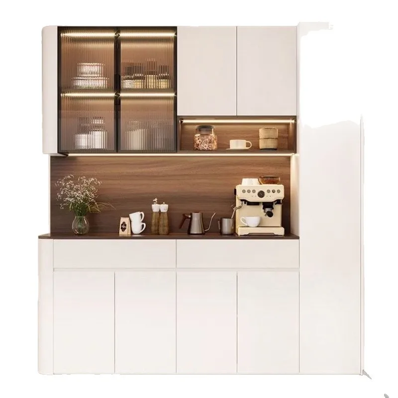 

Medieval style light luxury high end dining side cabinet arc wine cabinet integrated against