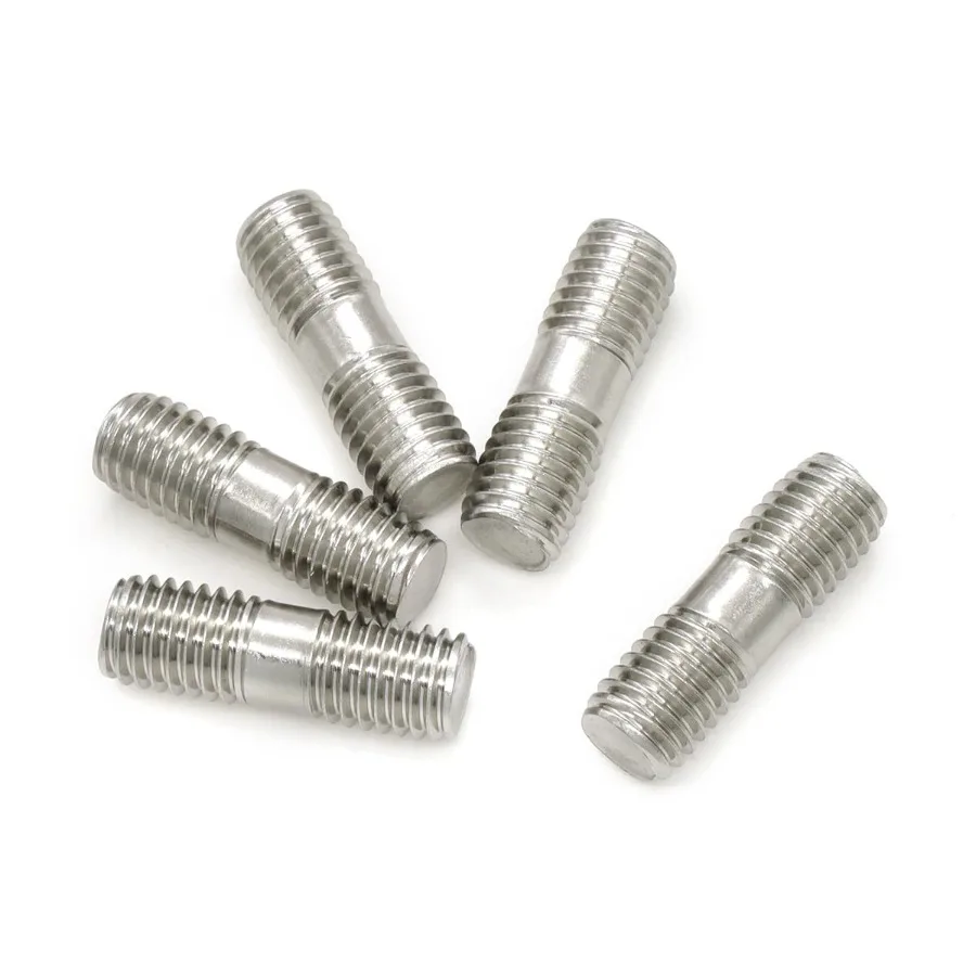 10 قطع M10 304 الفولاذ المقاوم للصدأ نهاية مزدوجة الخيوط ترصيع مسامير البراغي M10x30mm #3