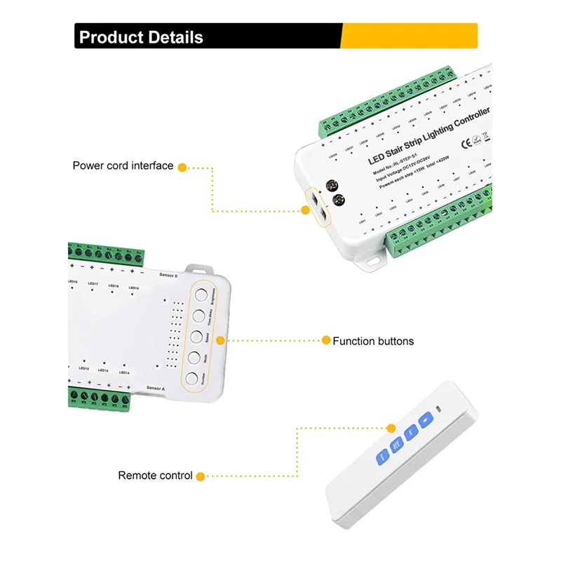 A98Z 28 Steps Stair Controller With Remote- Reactive Lighting - Stair Lighting System - Automatic LED Stair Lighting