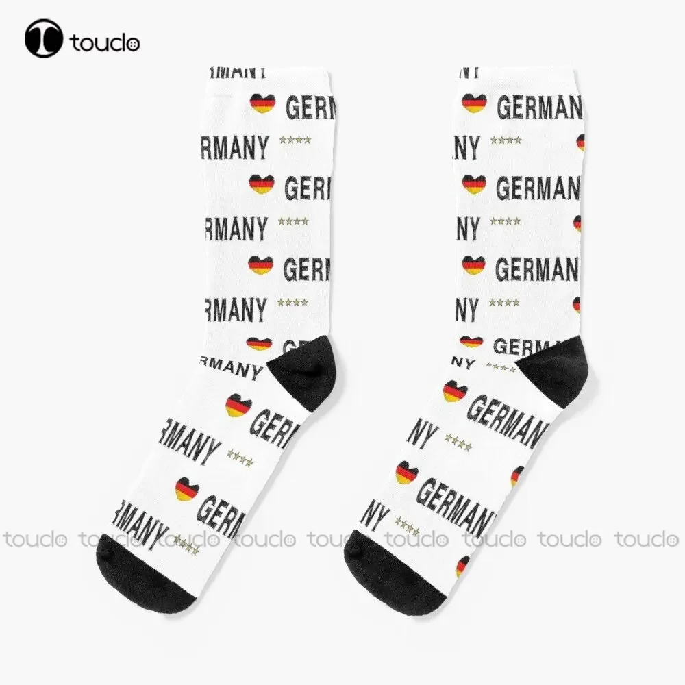 Germany Football Soccer Fan Shirt Heart Socks Work Socks For Men 360° Digital Print Christmas Gift Street Skateboard Socks