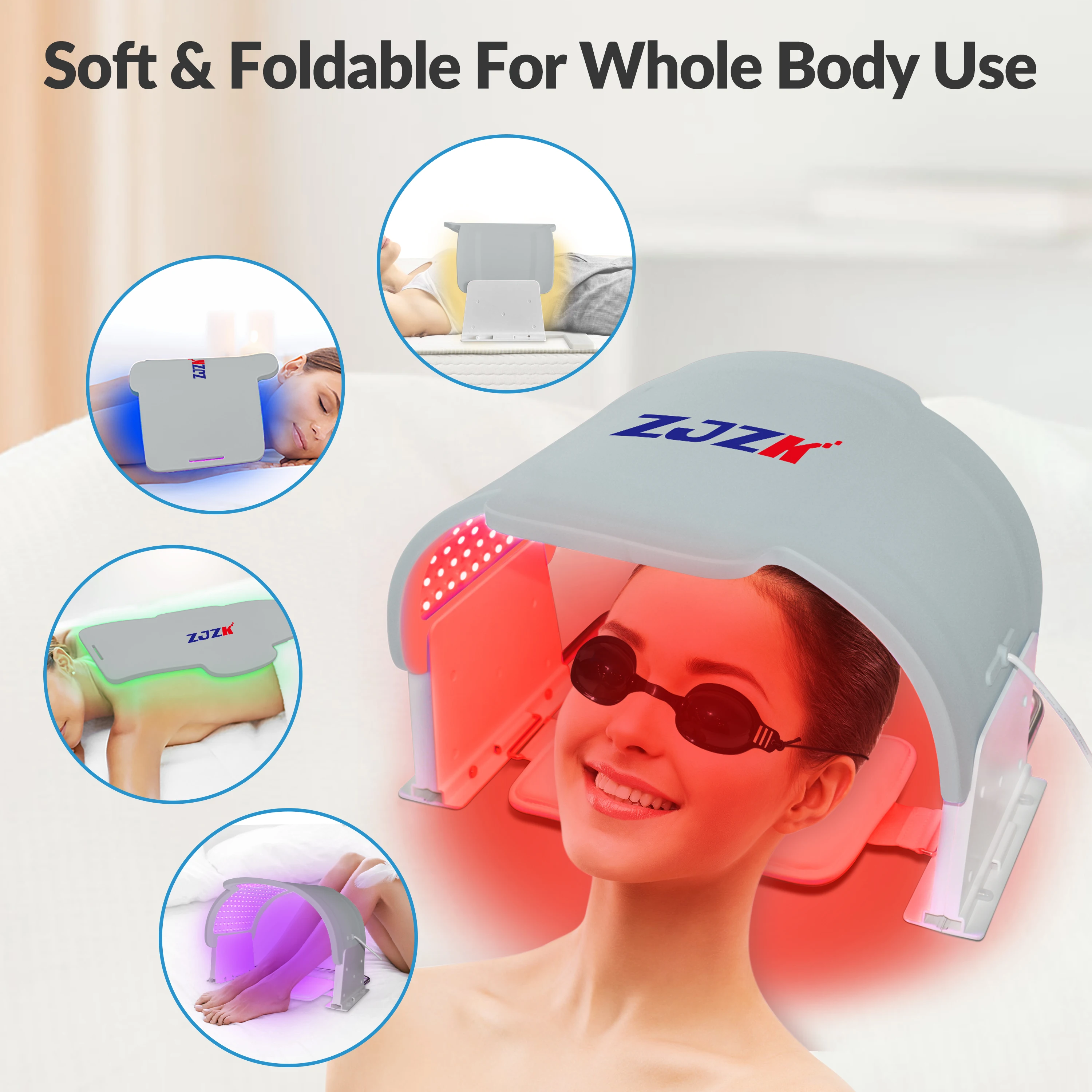 

ZJZK Red Light Therapy Acne 660nm Aduro Led Facial Mask 850nmx330chips+940nmx330chips Electric Face For Wrinkles Shrink Pores