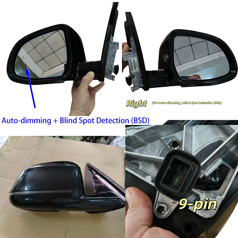 LHD 9-PIN Spiegelbaugruppe 51165A3AEA7 für BMW X3 G01 2022-2024, klappbar, beheizt, automatische Abblendung, Totwinkelkamera, Rückfahrkamera