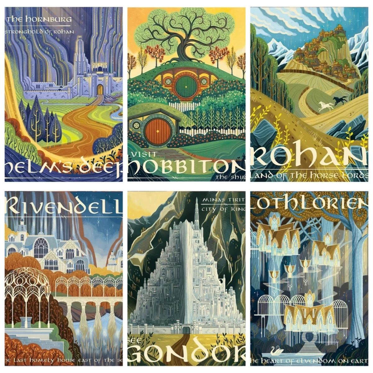 Fantasy Diamantmalerei 5D Abstrakte Ringkunst Retro Komplettset Vintage Film Mordor Schloss Herr der Magie Kinderzimmer Deko
