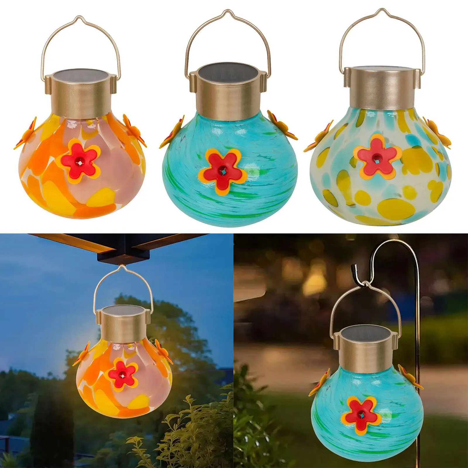 

Bird Feeder with Solar Light Round Garden Decor Gift for Garden Balcony Yard