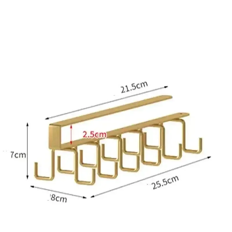 New Hole-free Kitchen Hook Rack  Iron Double-row Hook Hanging Rod  Kitchen Utensil Rack, Spoon and Shovel Rack Wall Hanging