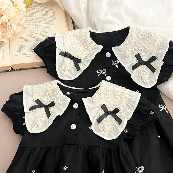 2025 neue Sommer Neugeborenen Baby Mädchen Strampler 0-24 M Baby Mädchen Kleidung Spitze Kragen Baumwolle Stickerei Bogen kleinkind Baby Mädchen Overall – Detail 7