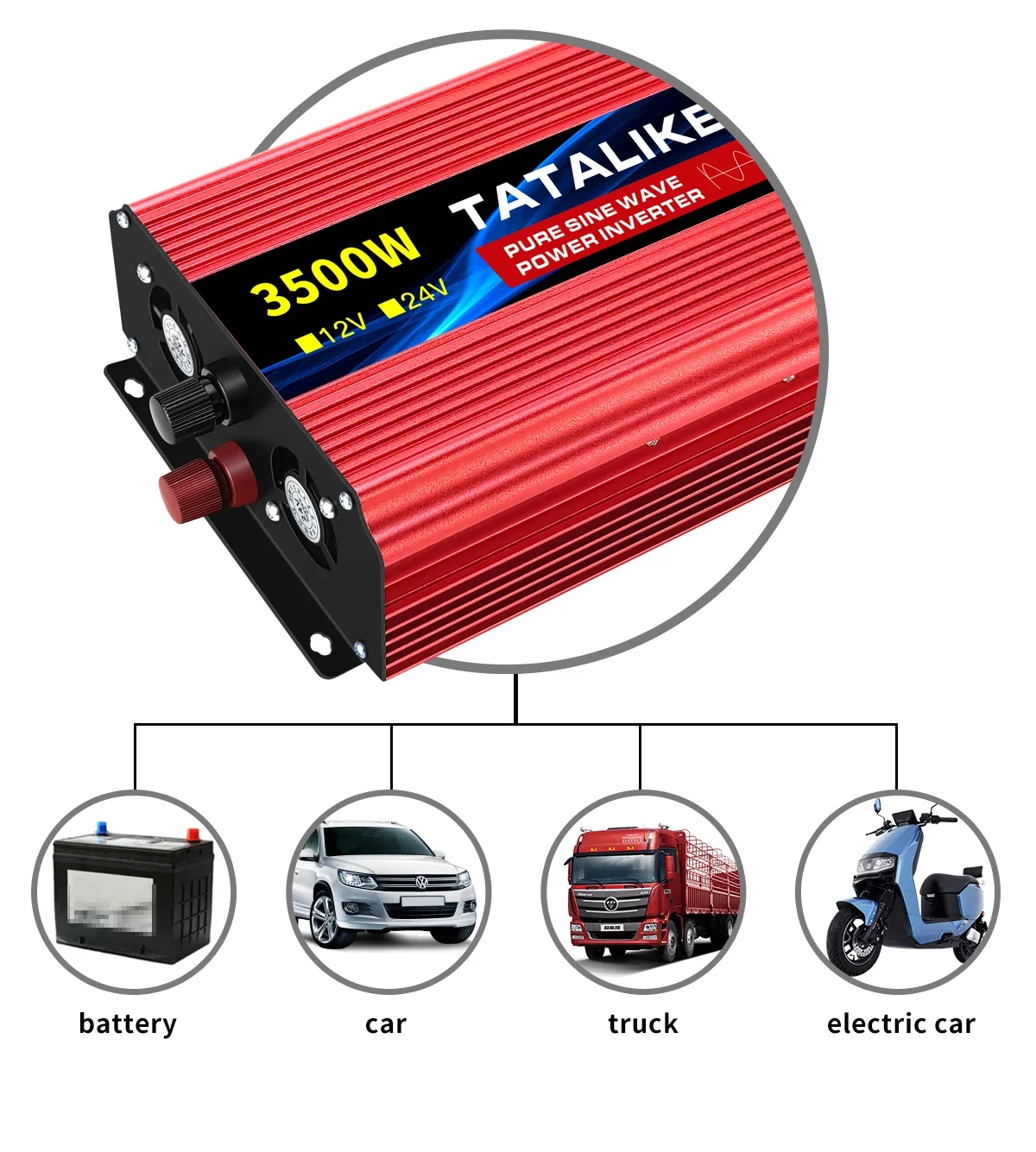 inverter 24v 220v pure sine wave 3500w Converter Solar Inverters With LED EU Socket