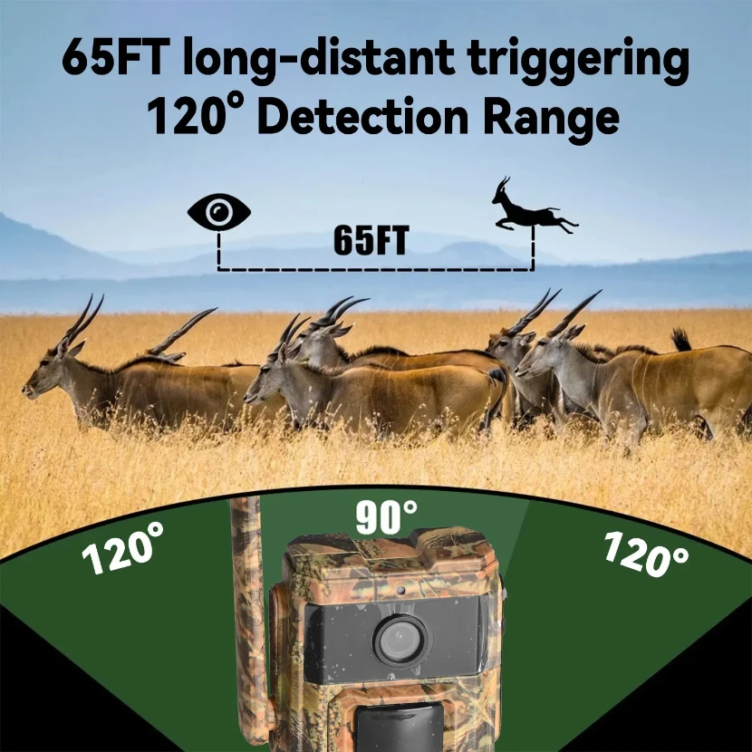 PEGATISAN EU 4G Trail Camera Solar Powered PIR Motion Activated Wildlife Hunting Cam with Night Vision Outdoor Waterproof Ucon A