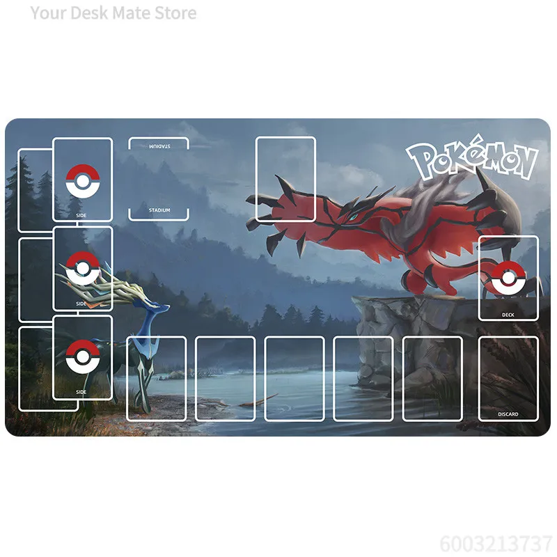 Pokemon Zoned Playmat Yveltal Xerneas Ditto Black Kyurem Lillie Lunala Non-slip Rubber Battle Game Mat Anime Card Table Mouse