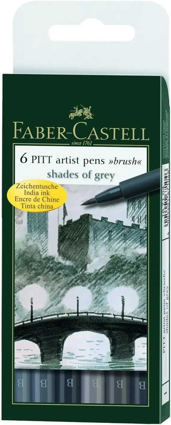 

Artist Brush Pen Set of 6, Grey Tones for Art, Craft, Drawing, Sketching at Home or School