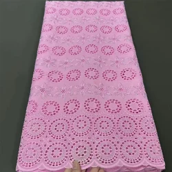 Tela de encaje seco africano para hombre y mujer, tejido suave de algodón nigeriano de alta calidad con piedras, 5 yardas