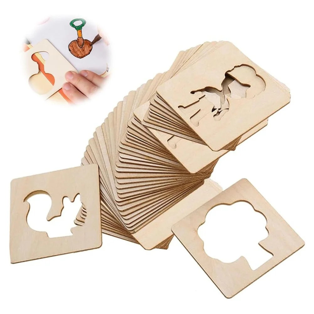 

Деревянные квадратные шаблоны для рисования, 60 шт., 7,5 см, с внутренними сердечками для художественного рисования, поделок и раскрашивания.