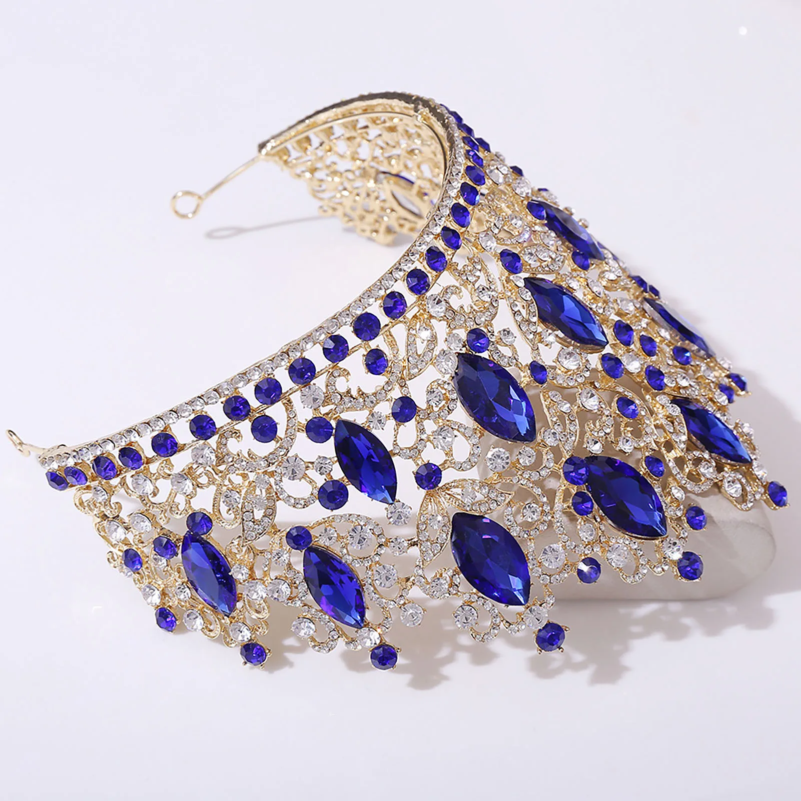 Wedding Tiara Crown Hair Comb Women Hair Accessories Colorful Rhinestone Tiara for Masquerade Ball Banquet Cosplay image 6