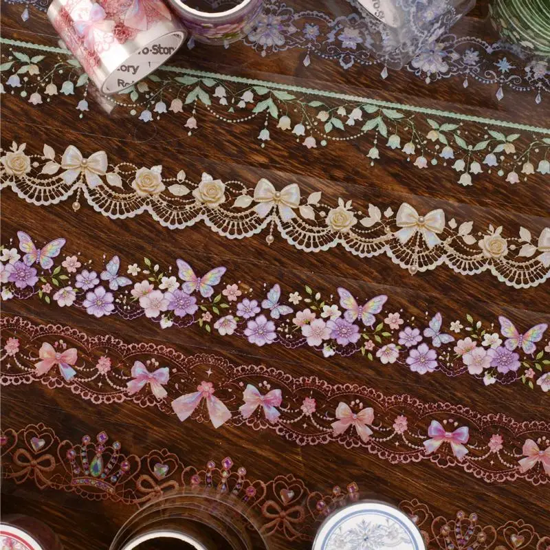 1roll/3x200cm Vintage European Style Lace Border Washi Tape 1Roll, Aesthetic Decor for Journal Collage, Album & Card Crafting
