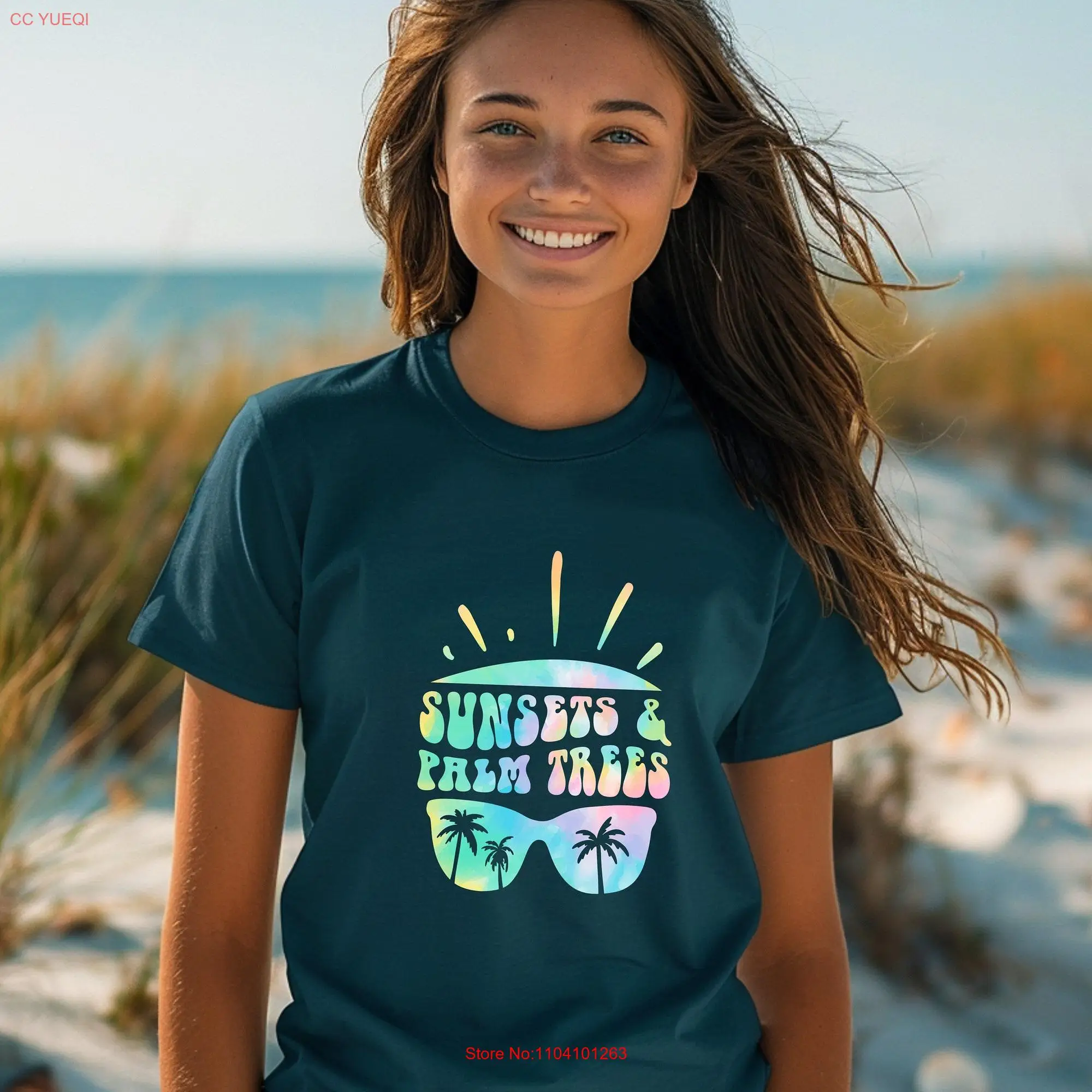 Retro Summer  T Shirt Funny Beach vibes tee Sunsets and Palm trees long or short sleeves