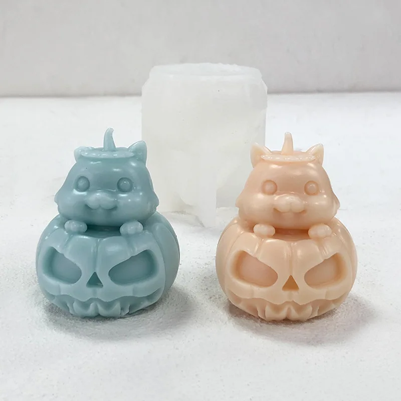 Pumpkin Cat Halloween Gift Candle Silicone Mold DIY Cute Cat Evil Pumpkin Mold-making Gypsum Candle Resin Mould Halloween Decor