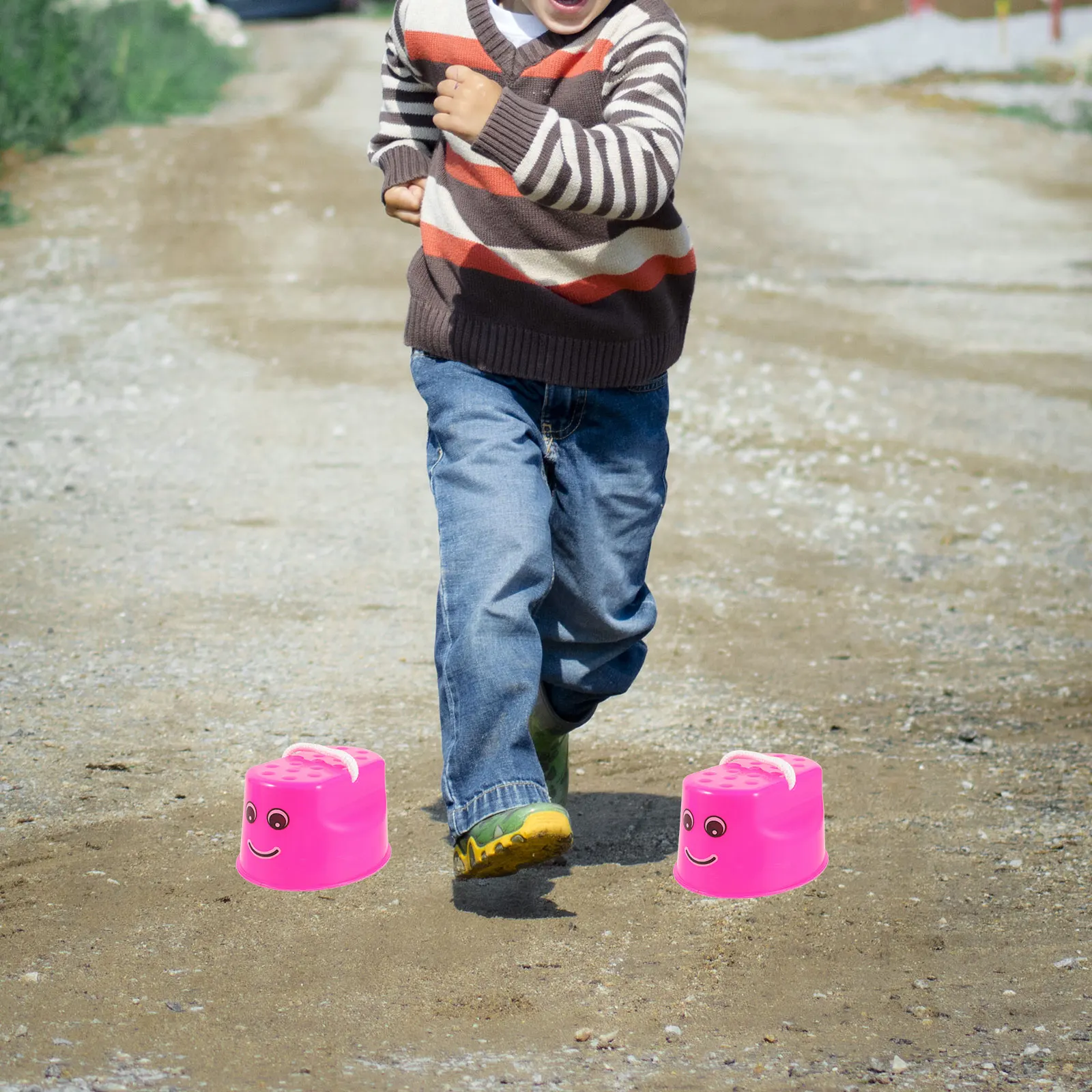 Équipement d'équilibre sur échasses pour enfants, jouets de sport, exercice en plein air, motif souriant, lumière de couleur vive, 8 pièces