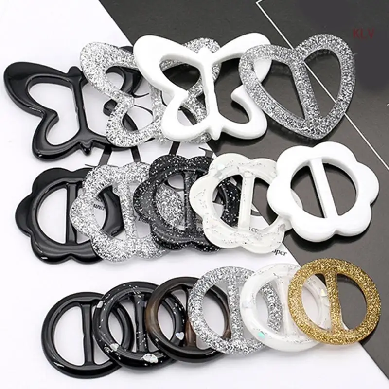 DIY Flower Belt Buckle Elegant Neckerchief Clasp Clothes Wrap Fasten Holder Unique Resin Belt Buckle for Decoration