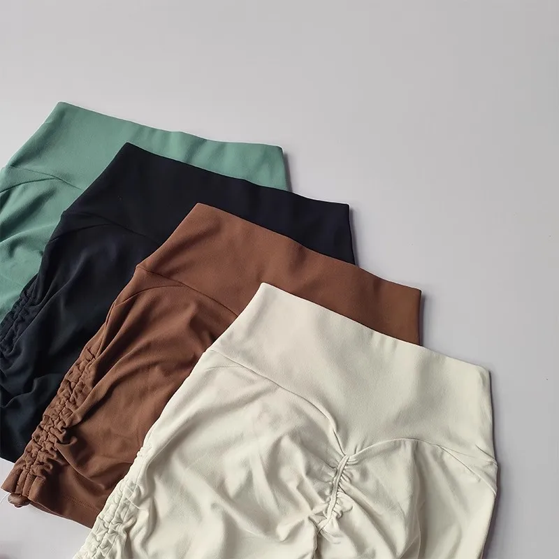 Women\'s High Waist Sports Yoga Shorts Quick Dry Hip Lift Running Shorts Cycling Drawstring Fitness Gym Bottoms Shorts