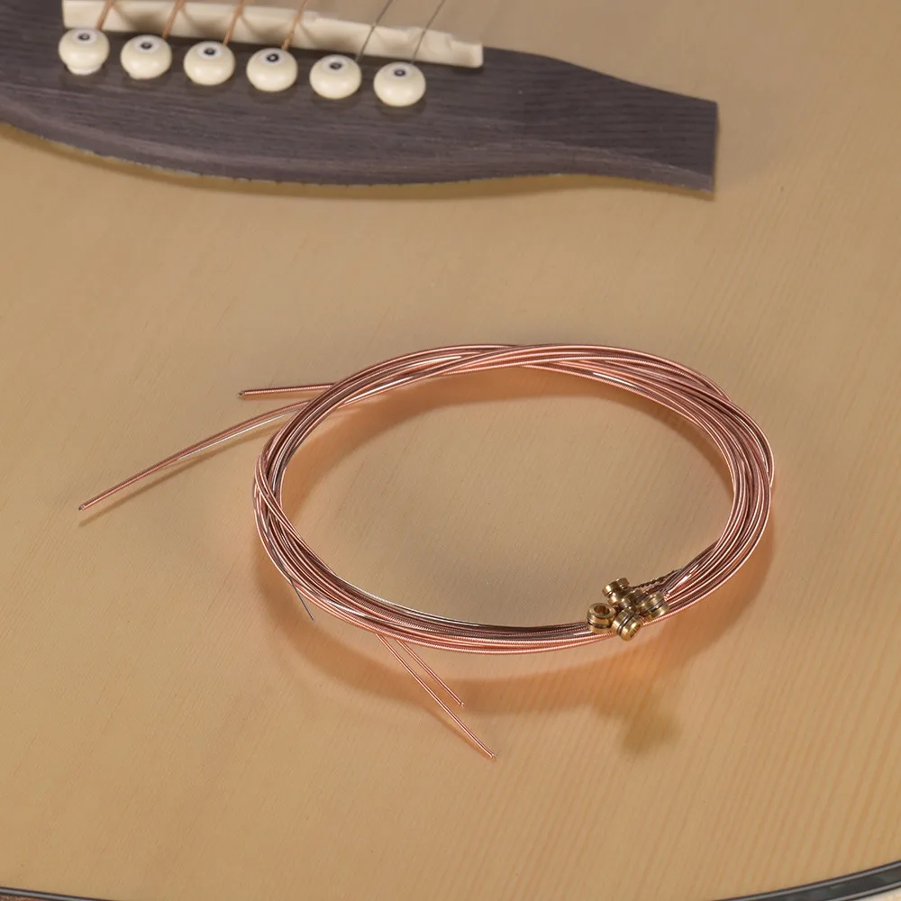 Professional Copper Alloy Folk Guitar Strings Red Copper Color Guitar String Set Acoustic Guitar Strings Acoustic Music Practice