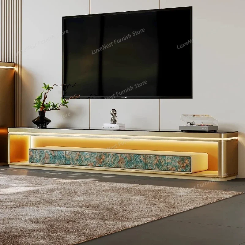Tv Table Cabinet Storage Luxury Floor Modern Tv Table Entertainment Center Meuble Television Salon Furnitures Glas Transparent