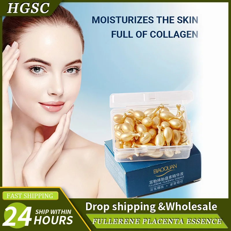 50PCS Gesicht Serum Hyaluronsäure Kapseln Serum Spot Akne Entferner Bleaching Feuchtigkeitsspendende Anti-Falten Ageless Creme Hautpflege